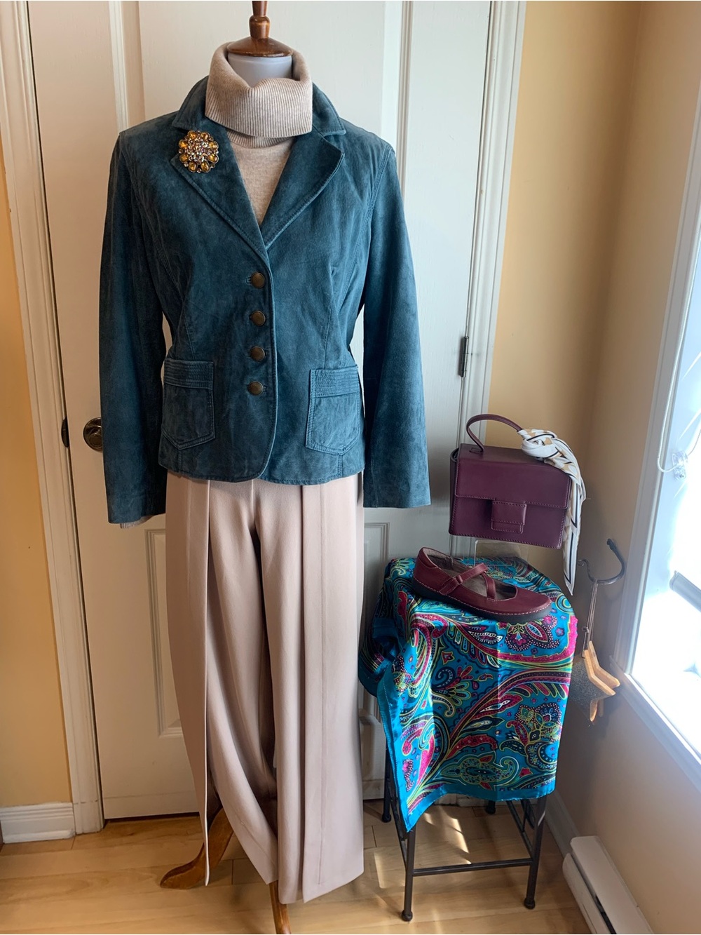 Vintage SKOTTS Teal Suede Tailored jacket